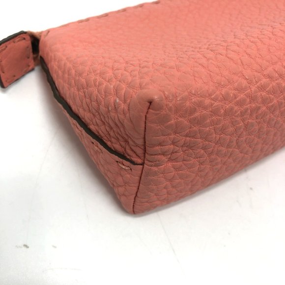 FENDI 8N0114 Selleria Cosmetic Pouch, Leather, Pink, Women's